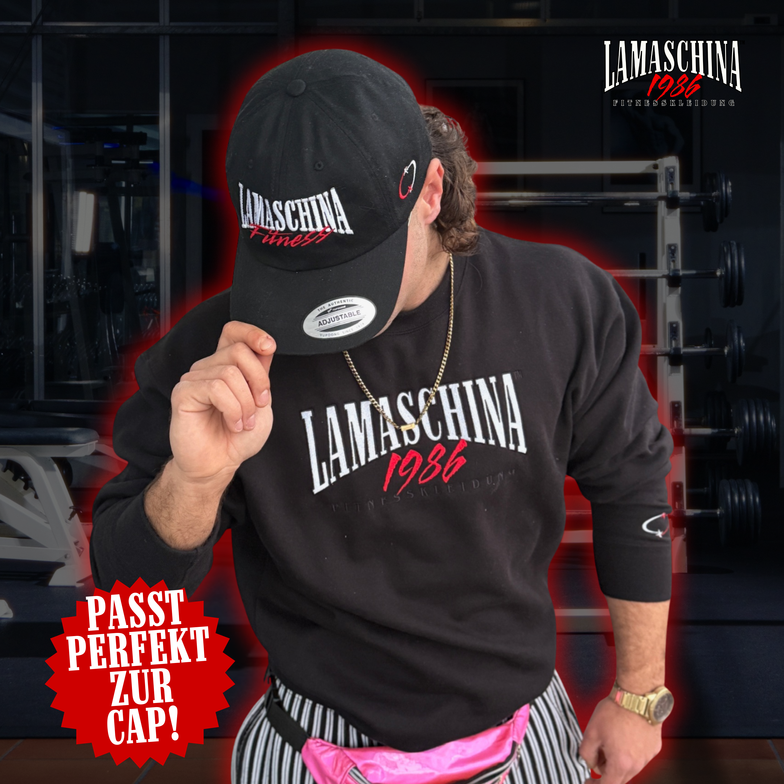80s Gym Crewneck – La Maschina 1986 Black