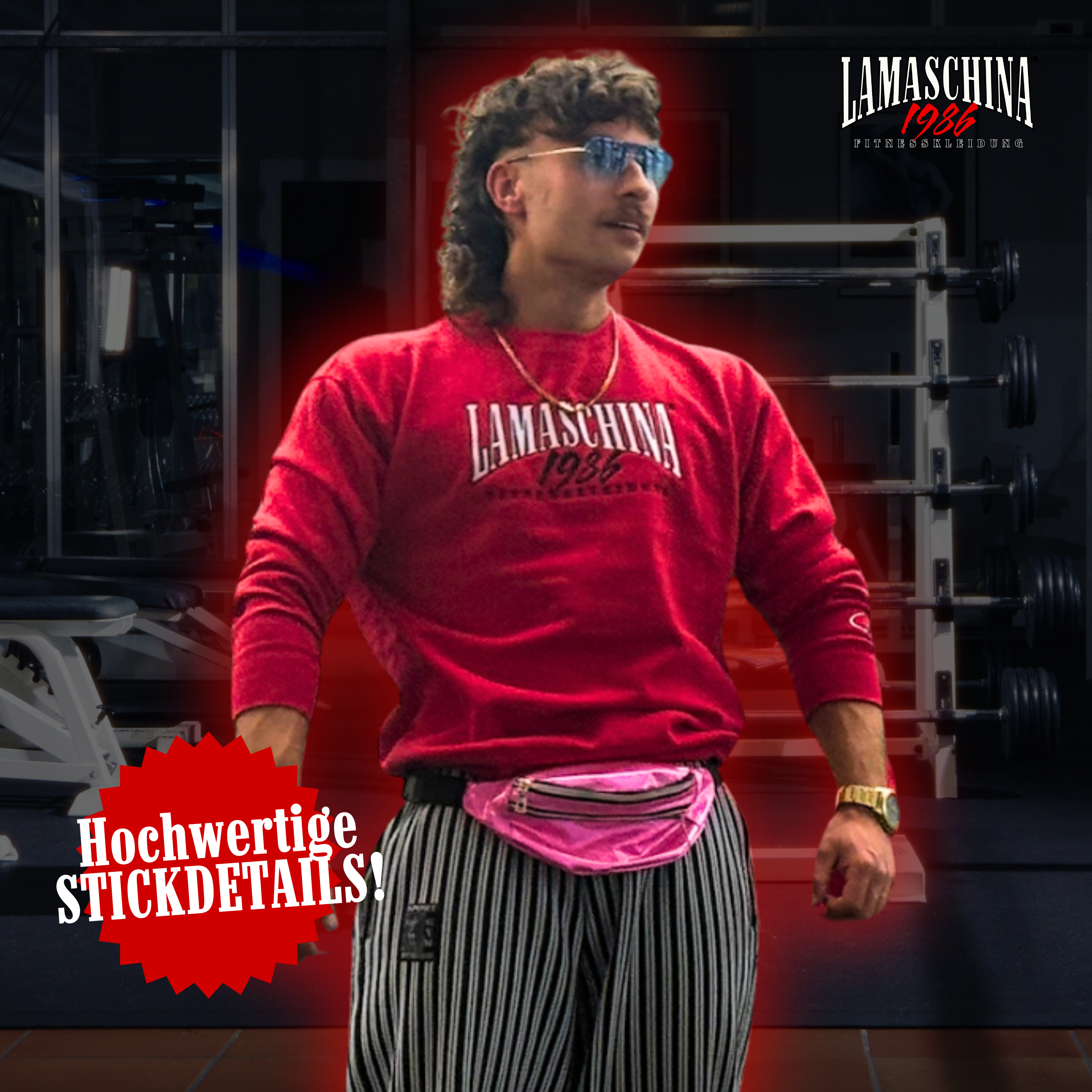 80s Gym Crewneck – La Maschina 1986 Blood Red