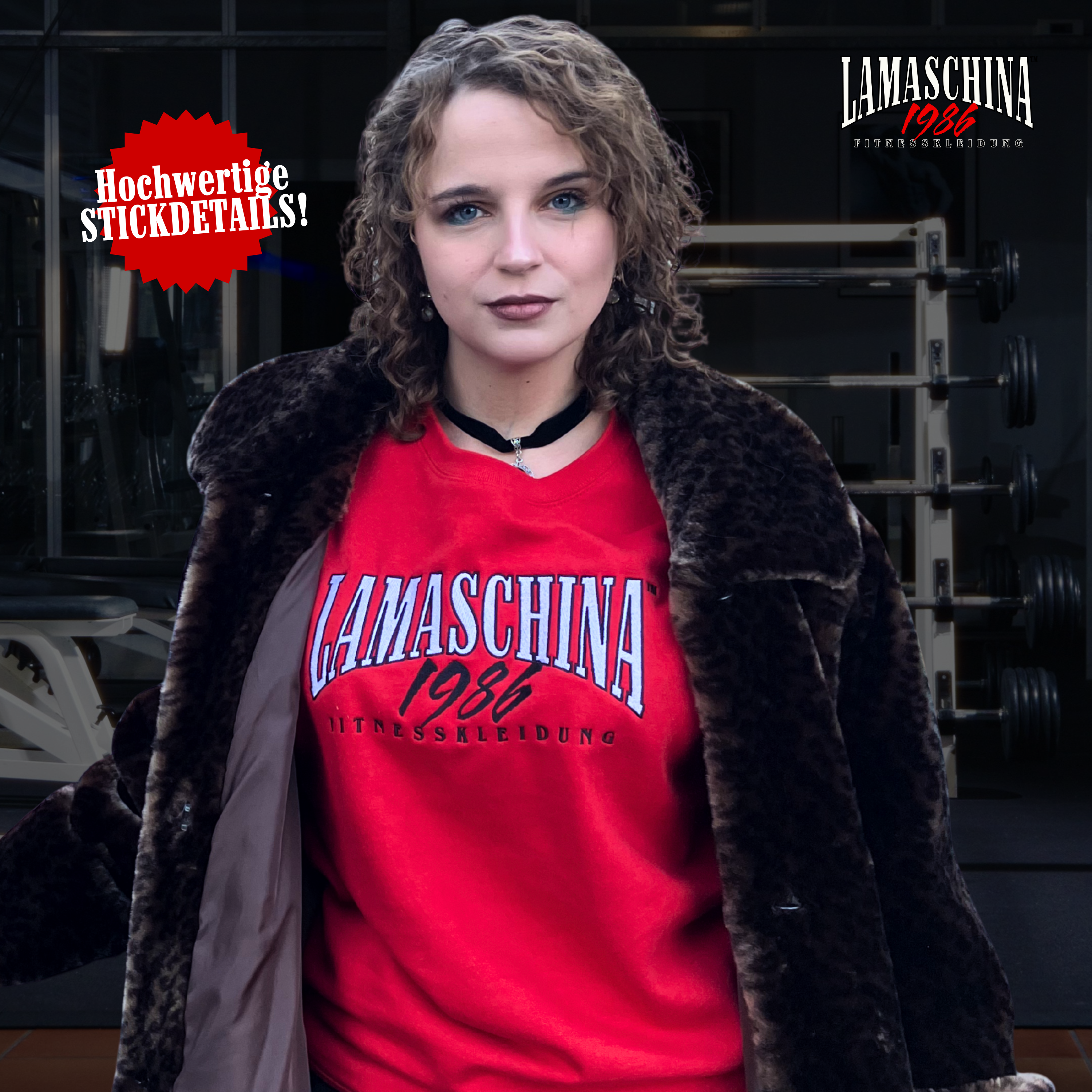 80s Gym Crewneck – La Maschina 1986 Blood Red