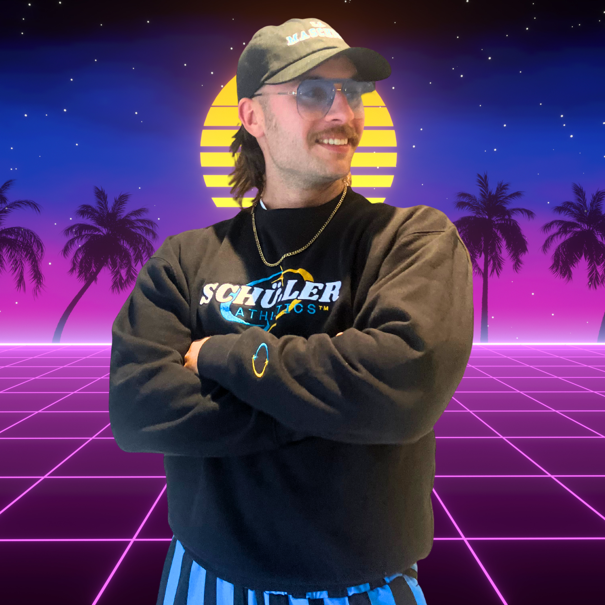 Retro Gym Crewneck – Orbit Aqua Needle Power
