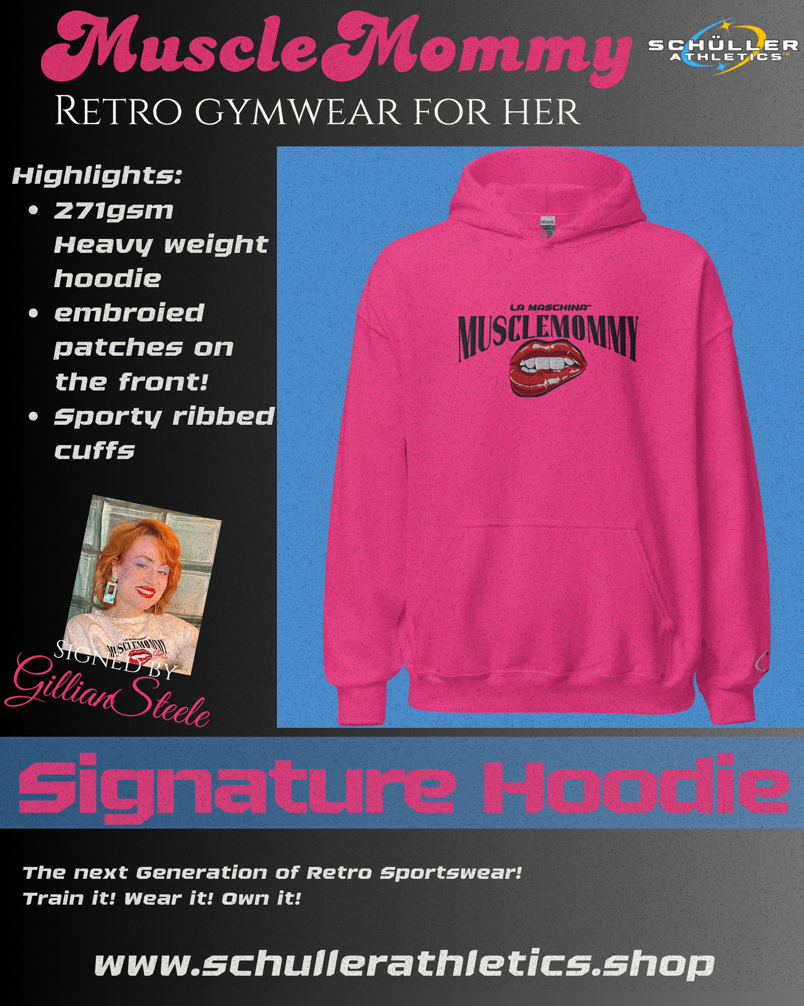 80s Gym Hoodie – Muscle Mommy Signature PINK
