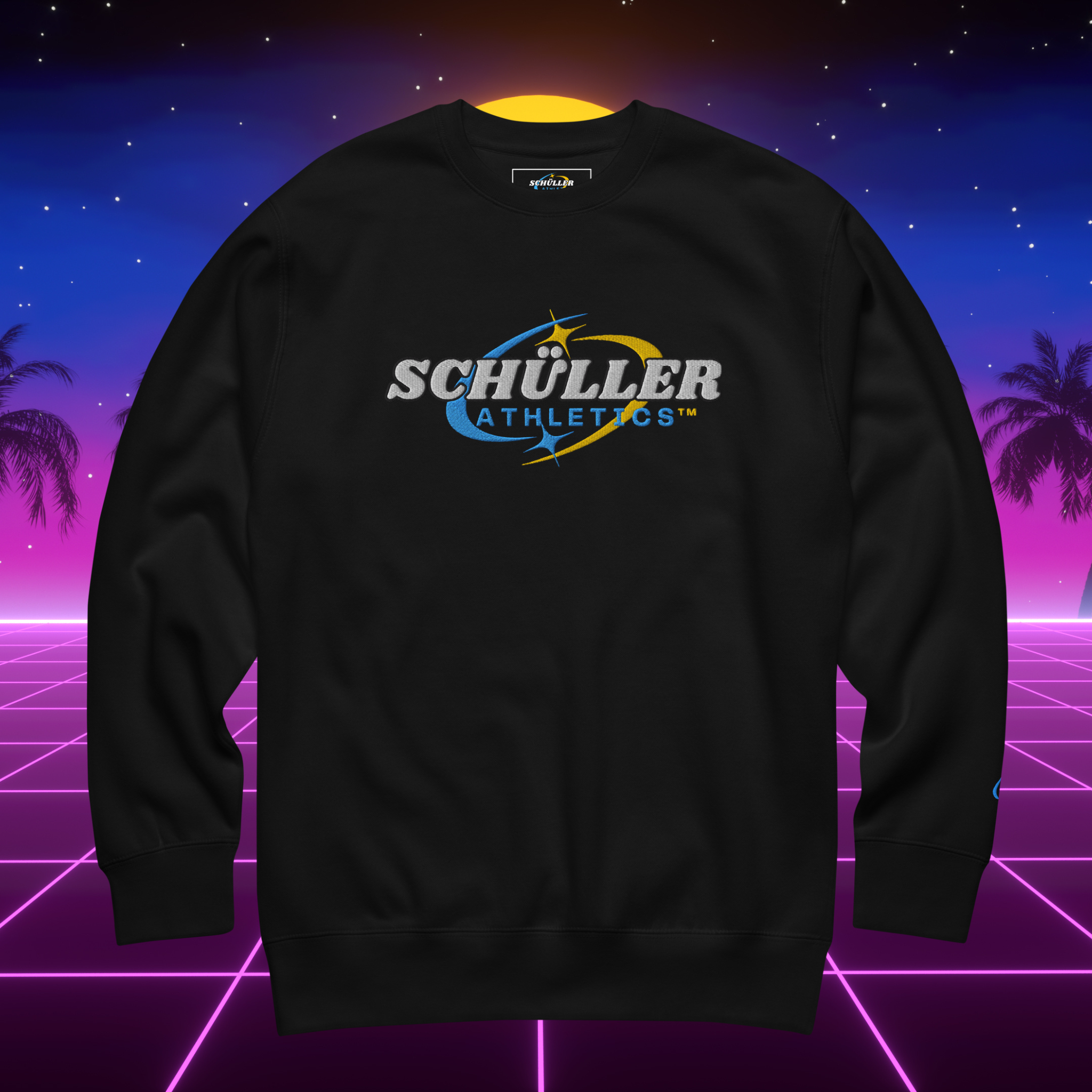 Retro Gym Crewneck – Orbit Aqua Needle Power