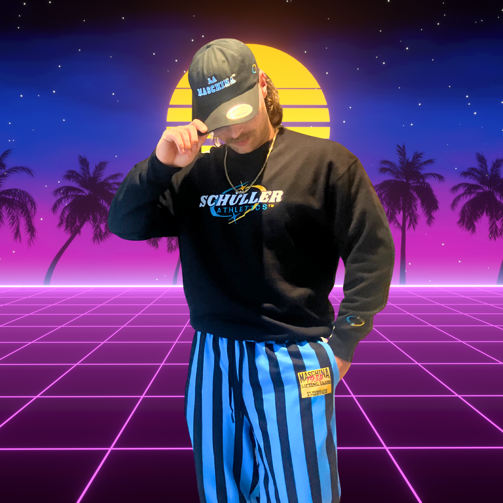 Retro Gym Crewneck – Orbit Aqua Needle Power